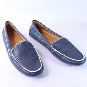 PATRICIA GREEN Jill Piped Driving Shoe Navy and White Women's 9M